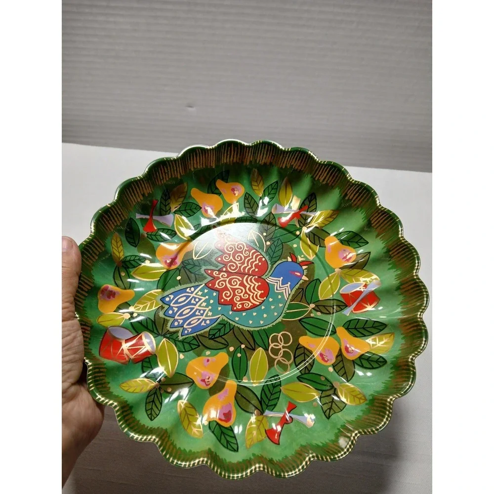 Vintage Christmas 1960's Plastic Cookie Tray Twelve Days Partridge In Pear Tree